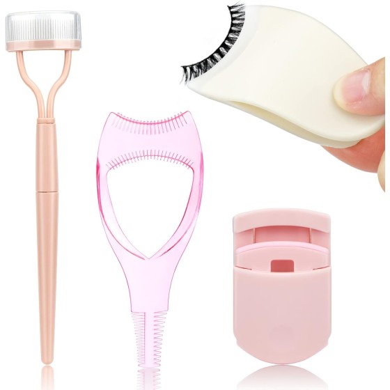 4 in 1 Eyelash Applicator Tool Kit, False Lash Clip Applicator Portable Eyelash Curlers Eyelash Separator Tool Mascara Comb Lash Buddy Set for Women Girls